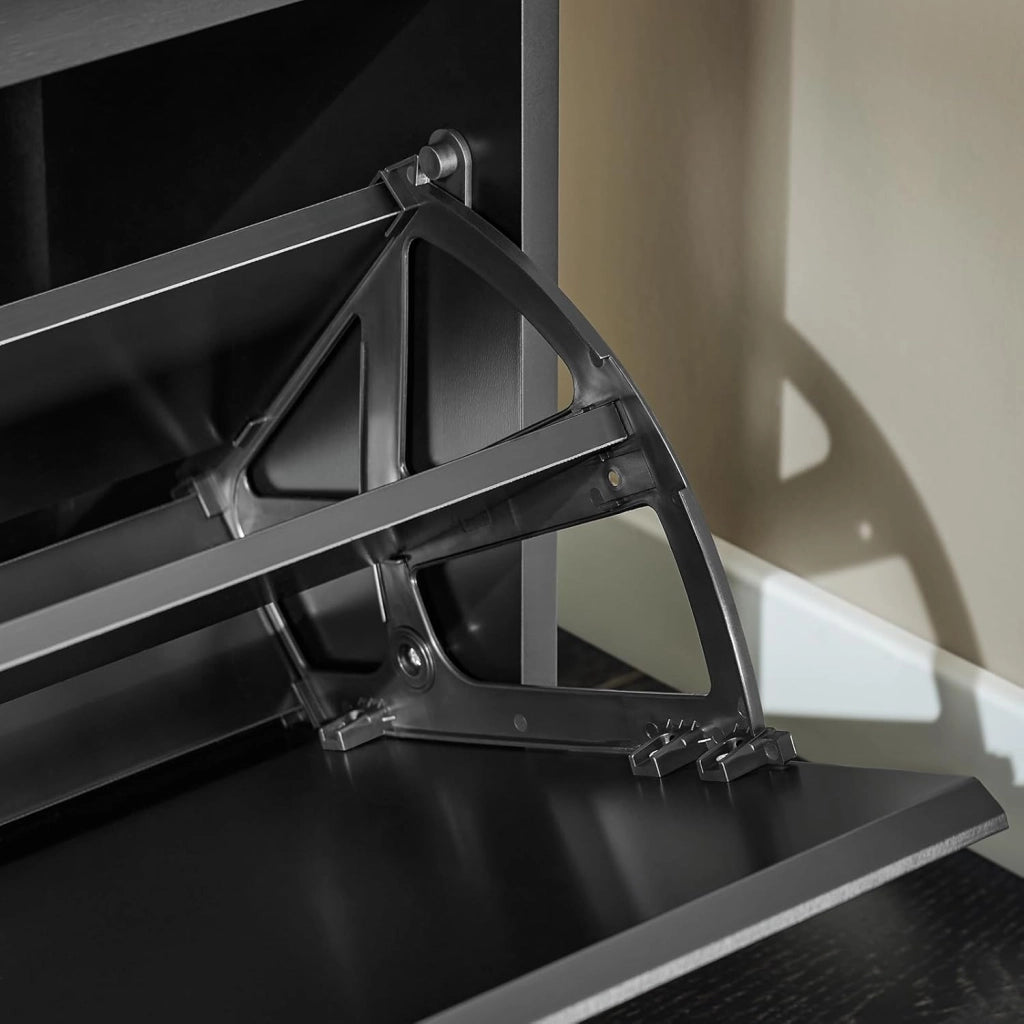 Panca Scarpiera da Ingresso - Scarpiera Salvaspazio Slim in Legno, Panca Contenitore per 6-8 Paia di Scarpe, 155kg di Carico, Nero, 80x26x45cm, FSR98-L-SCH