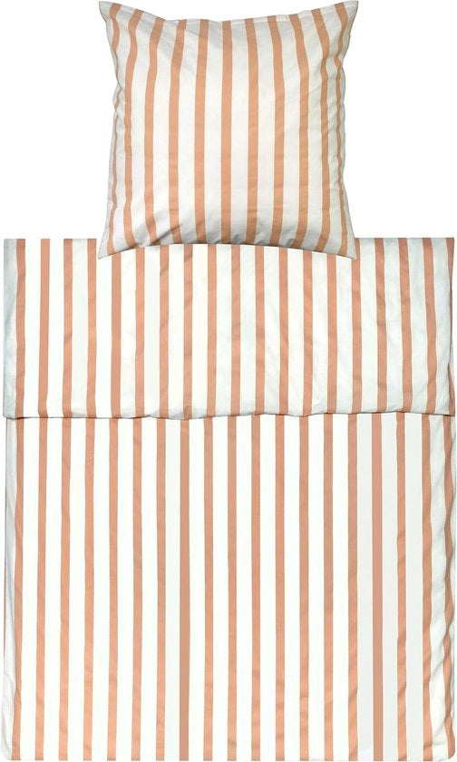 Set di lenzuola - 135 x 200cm + 80 x 80cm. Design: strisce larghe - colore: crema 100% cotone. Alta qualità con chiusura a zip. Certificato GOTS/Bio