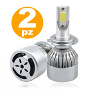 Trade Shop - Coppia Lampada Auto Moto Cob C6 H4 Led 3800lm 36w 6000k Bianco Freddo Digitale -