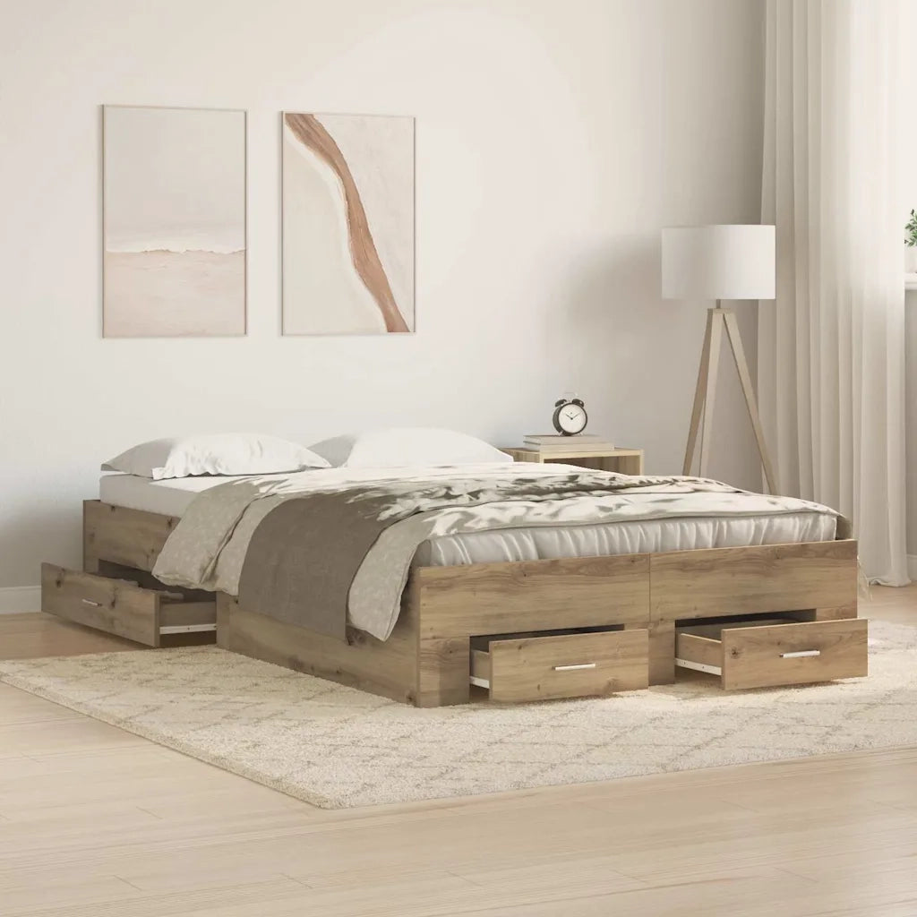 Letto matrimoniale | Letto per adulti | Struttura del letto Rovere artigianale 120 x 190 cm