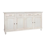 Credenza 4 porte 4 cassetti legno shabby bianco anticato maniglia porcellana 196x45x98 - Mobili 2G
