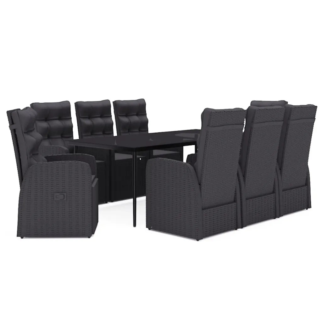 Set Mobili da Pranzo per Giardino 9 pz con Cuscini Nero cod mxl 51013