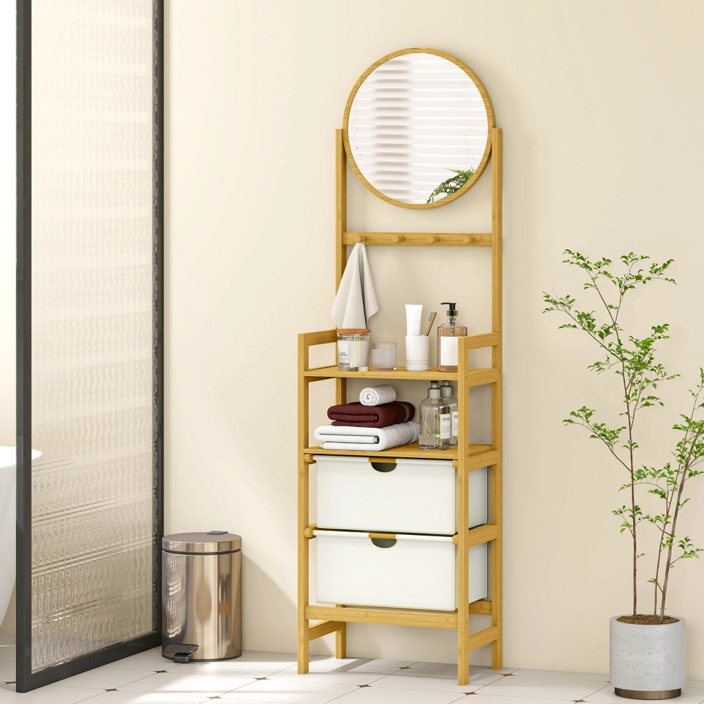 Mobile Bagno con Specchio e Cassetti ¨C Zephmum ¨C Legno Bamb¨´ 48.5x30x170 cm