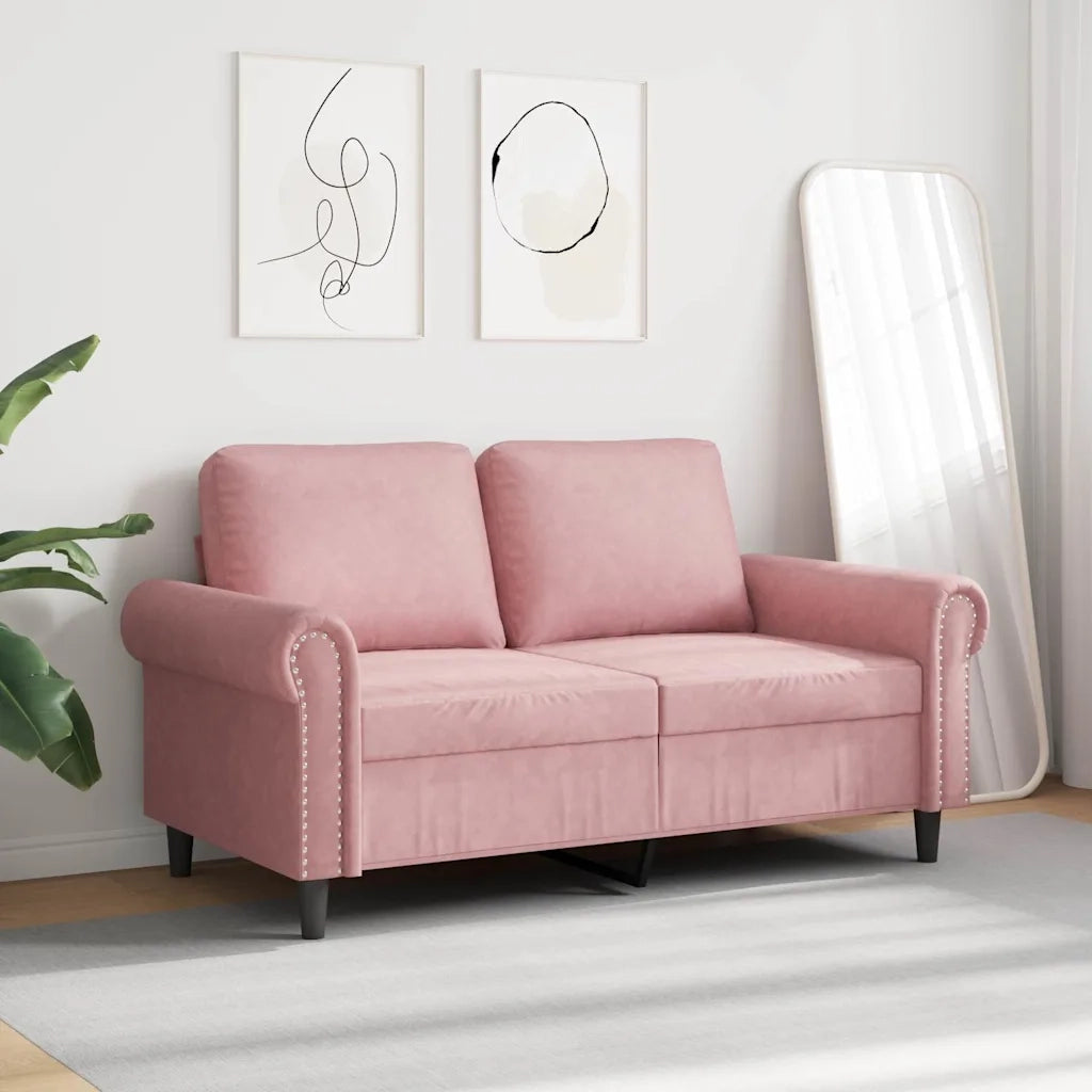vidaXL Divano a 2 Posti Rosa 120 cm in Velluto
