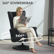 POLTRONA RELAX GIREVOLE CON POGGIAPEDE 70x79x105 cm Nera