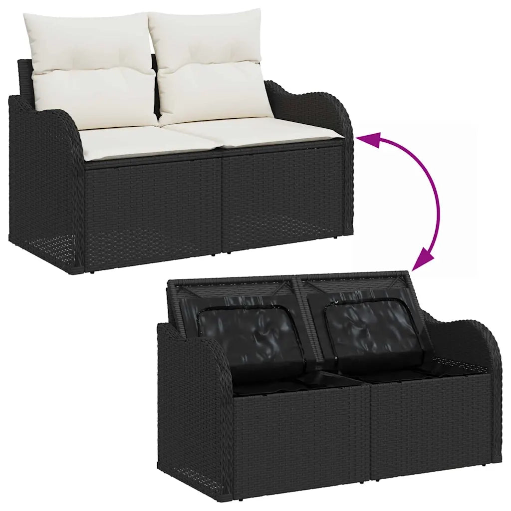 Set Divano da Giardino 9 pcs Nero Rattan in Polipropilene 3357160