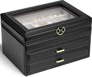 Scatola di Viaggio per Donne / Scatola per Orecchini e Anelli - Organizzatore di Accessori Portatile con Cassetti per Collane, Orecchini e Anelli
