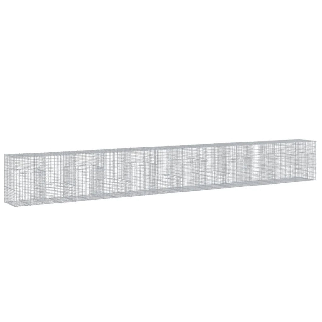 Gabbione recinto a gabbia muro di contenimento con coperchio 1200 x 100 x 150 cm ferro zincato argento 02_0040131