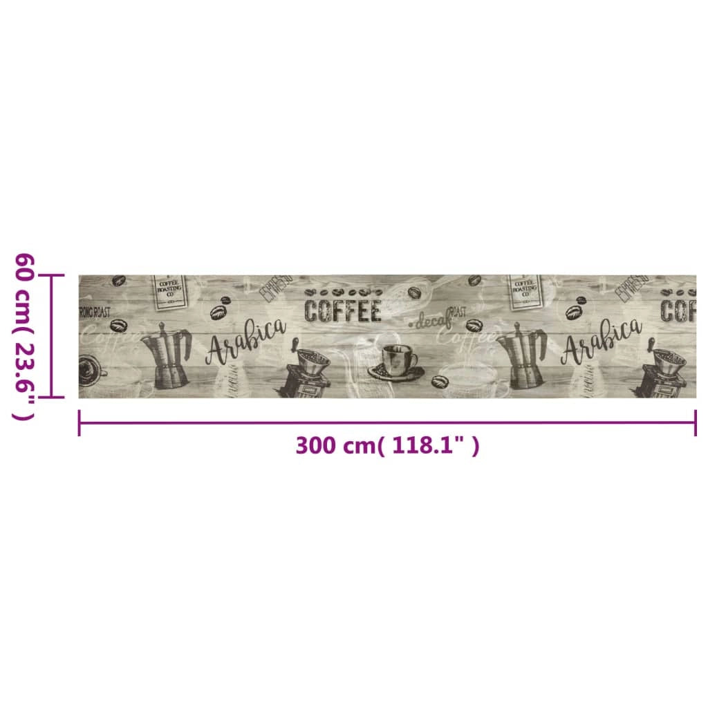 Tappetino da cucina lavabile con elegante motivo stampato 300 x 60 cm antiscivolo atmosfera accogliente velluto grigio 02_0056422