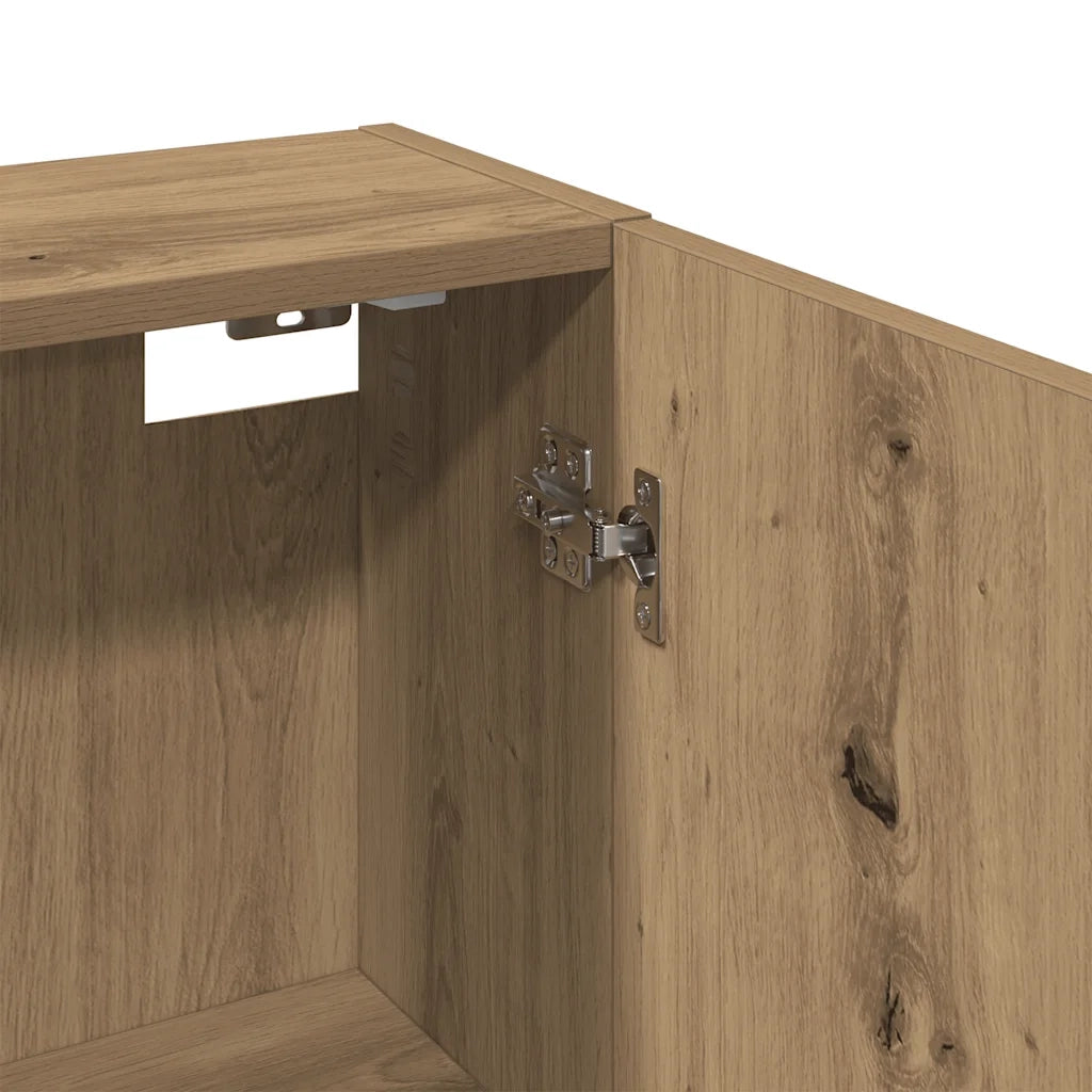 Mobile da Bagno a Parete Rovere Artigianale 32x20x67 cm 856938