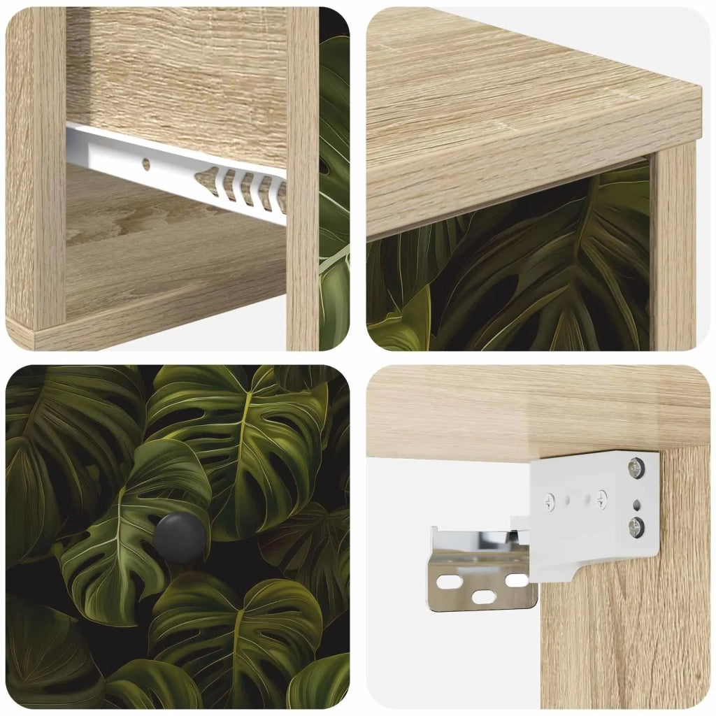 Mobiletto da comodino a parete ELBURG 2 pz Rovere Sonoma 8007446