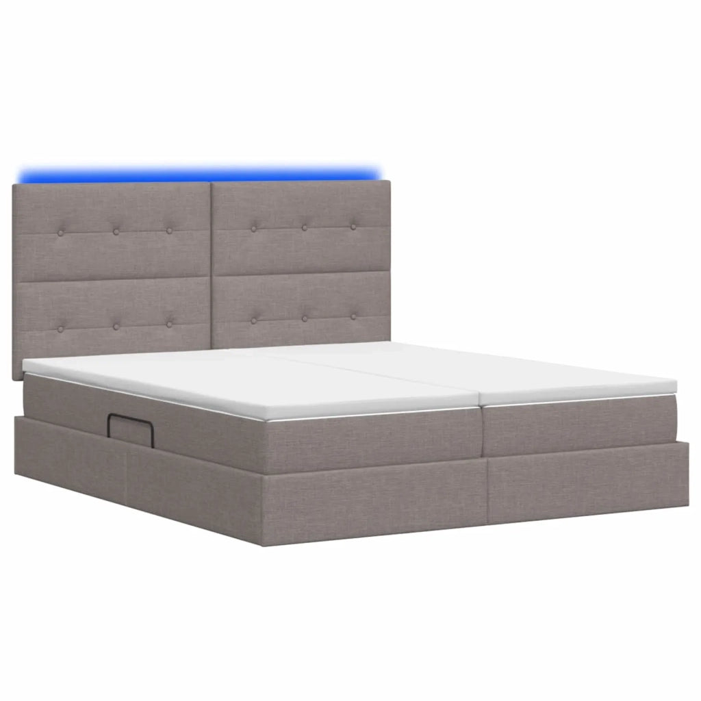 Letto con contenitore LED e materasso Tortora 200 x 200 cm 3460239