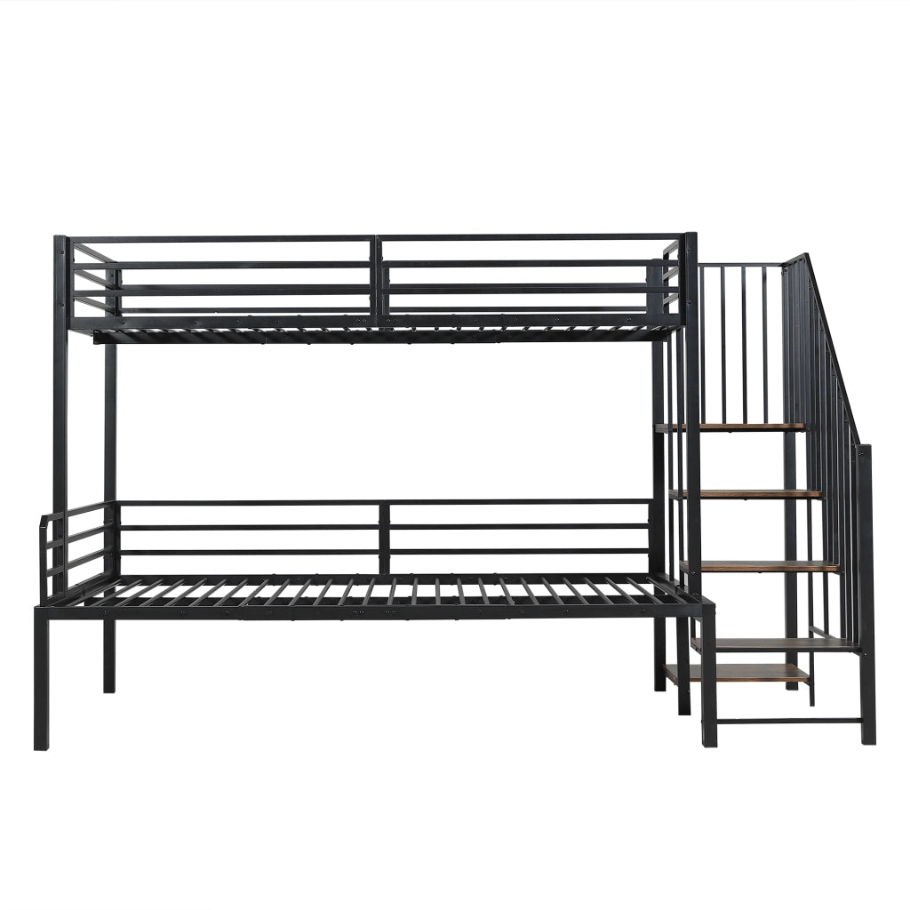 LETTO A CASTELLO 90x200/120x200 cm Nero MDF e Metallo