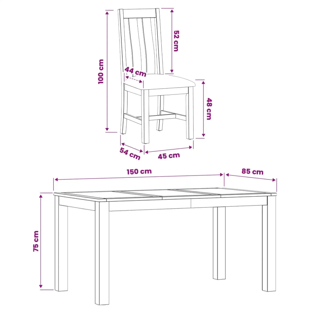 Set da pranzo 7 pz Nero Legno di Quercia Massello 3430373