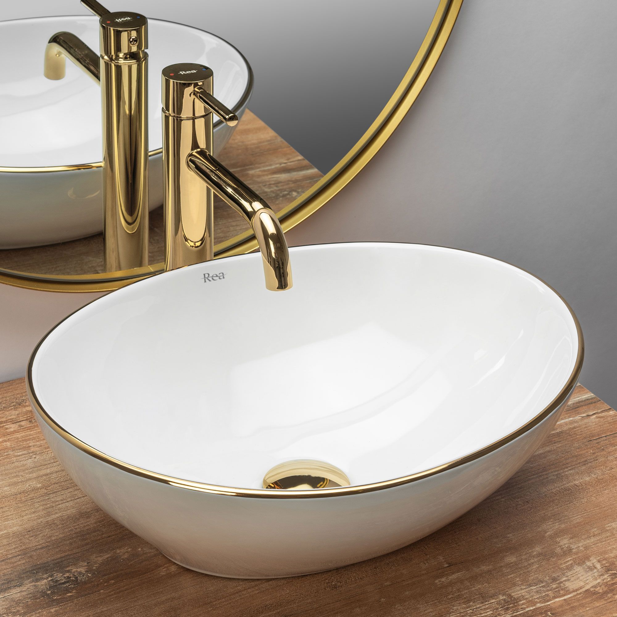 Lavabo Da Appoggio Rea Sofia Gold Edge