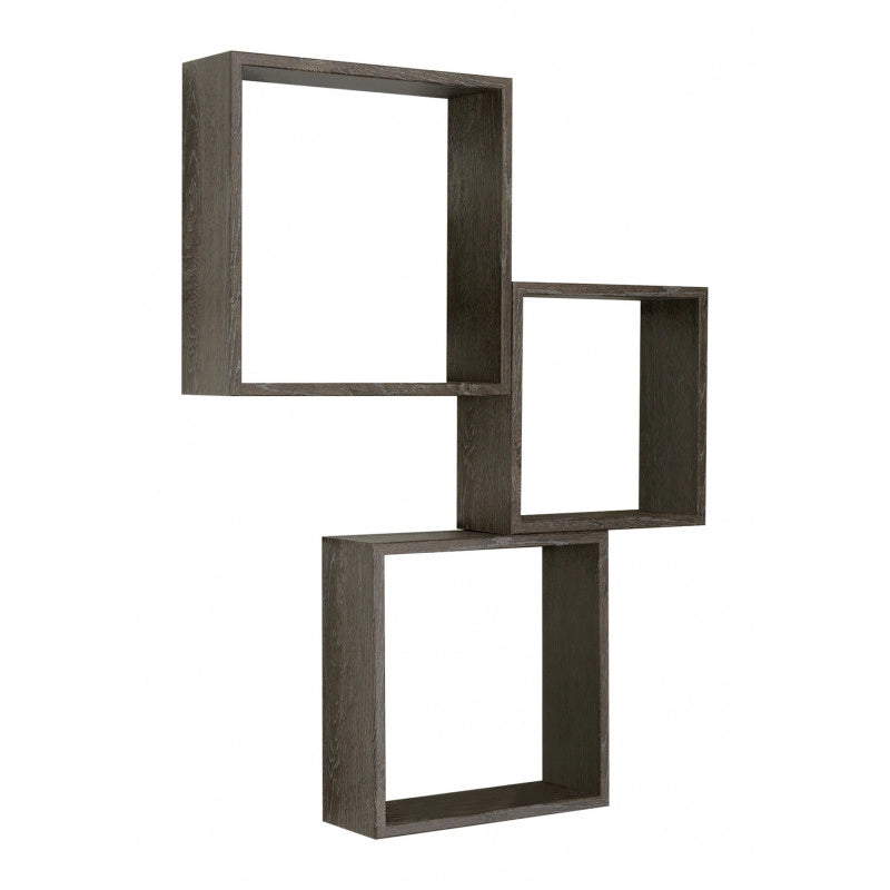 Set di 3 Mensole da Muro, Cubi Arredo, Mensole Cubo, Cubi da Parete, Rovere Scuro, 30x30x10cm 27x27x10cm e 24x24x10cm - Incubo Slim