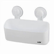 Trade Shop - Cesto Contenitore Porta Oggetti A Ventosa Bianco Accessori Bagno 24x8x11cm 59552 -