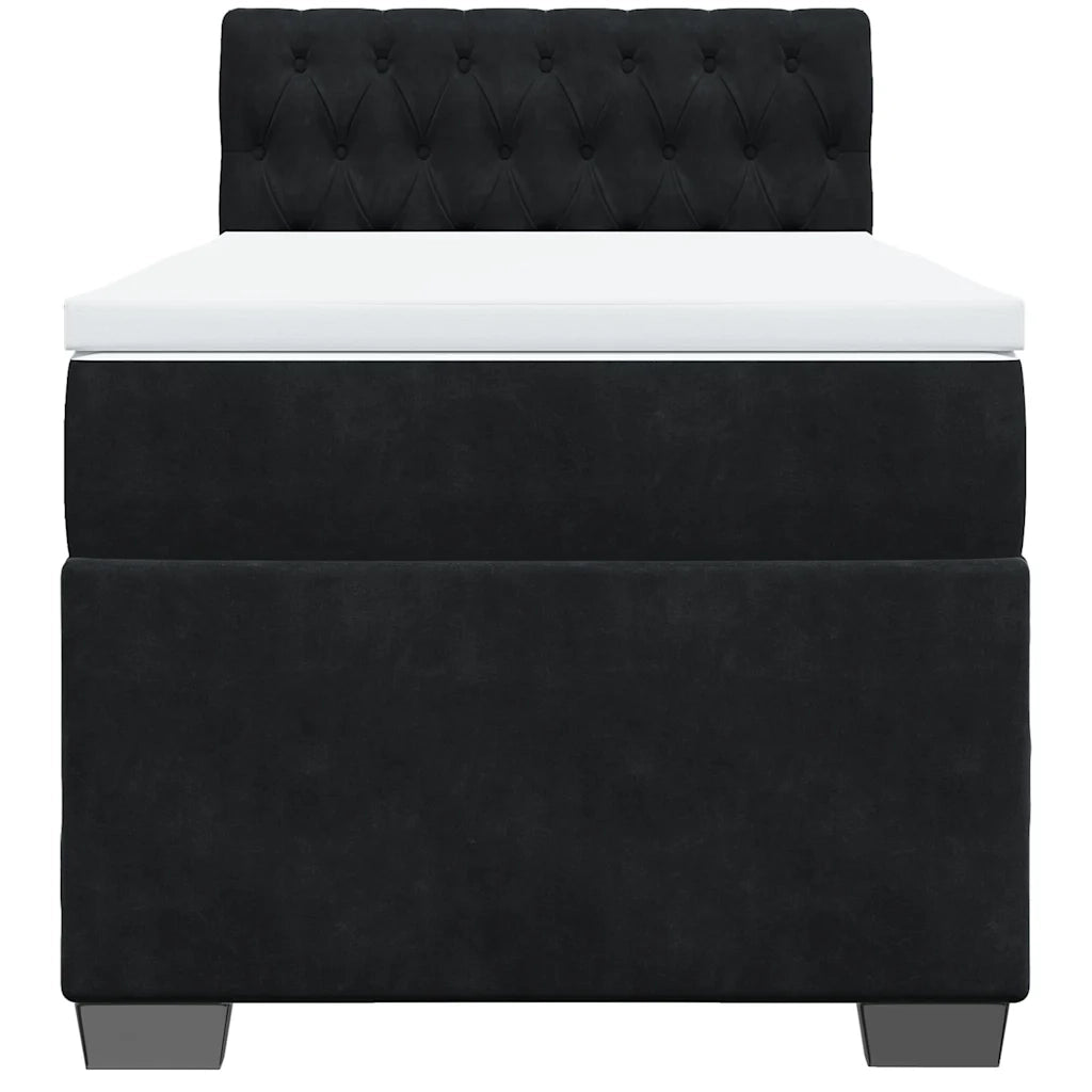 Giroletto a Molle con Materasso Nero 90x190 cm in Velluto 3288494