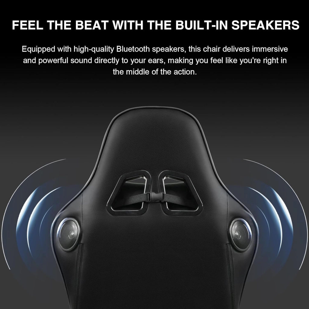 Sedia da gaming, con poggiapiedi, altoparlante Bluetooth, ergonomica, da ufficio, da scrivania, con schienale regolabile, portata 150 kg, colore: nero