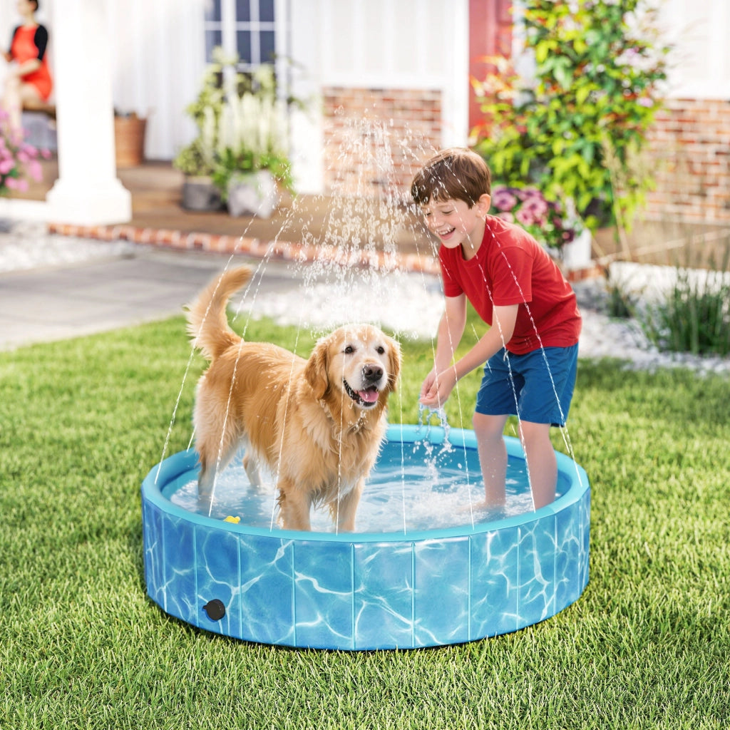 Piscina per Cani Pieghevole ¨C Zephmum ¨C Blu ?120x30 cm