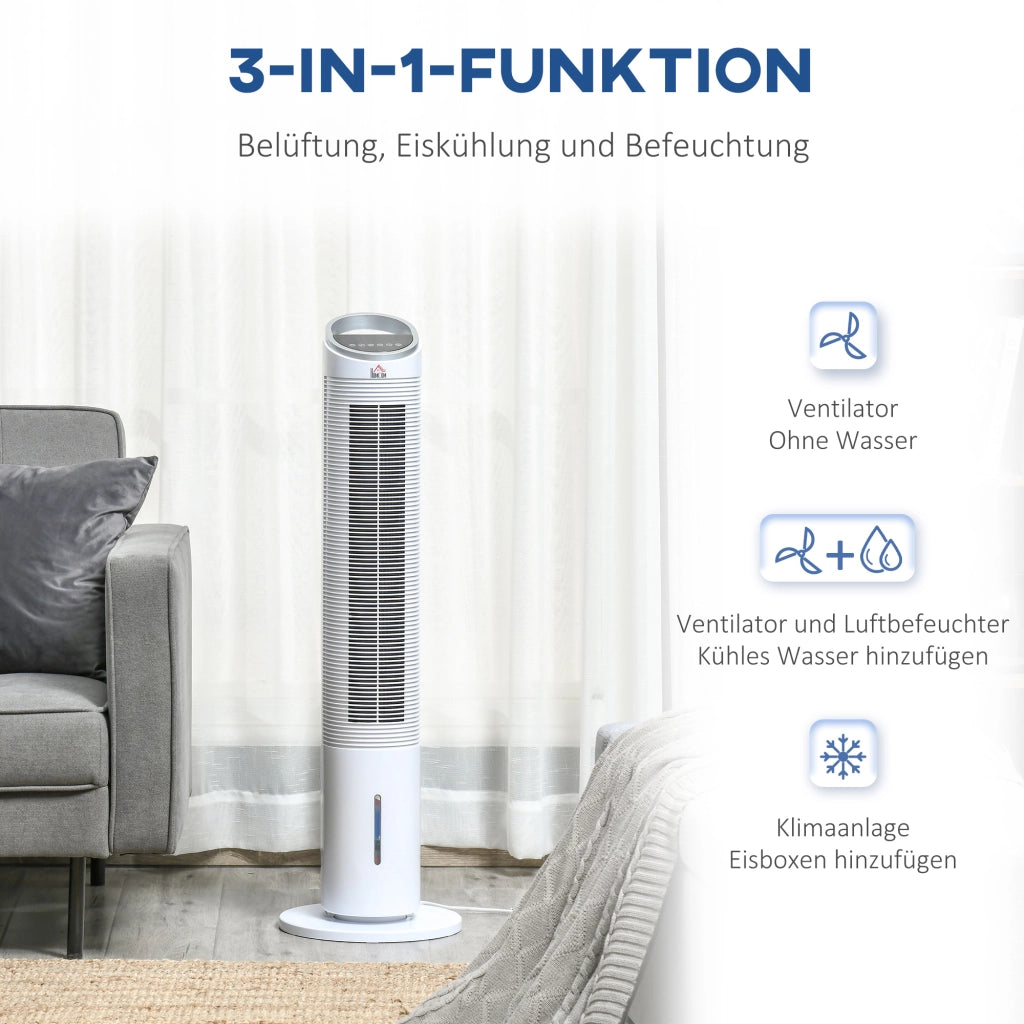 Ventilatore da Torre con Raffreddamento ad Acqua e Telecomando ¨C zephmum ¨C Bianco 30x30x100.8 cm
