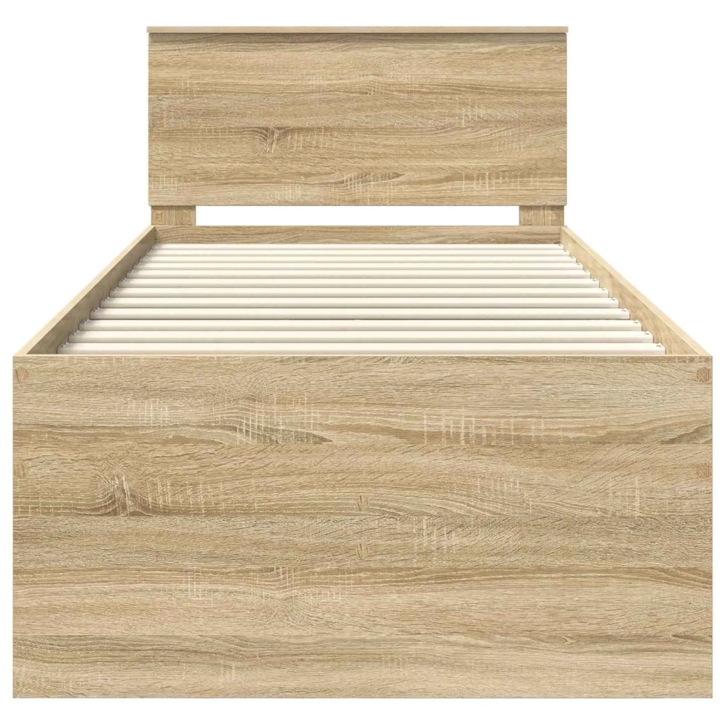 Letto singolo | Letto per adulti | Daybed Rovere Sonoma e Nero 100 x 200 cm Legno multistrato