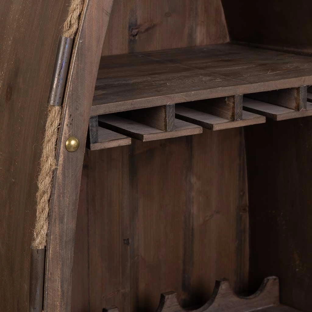 Portabottiglie in legno e metallo marrone 61x31x154h cm
