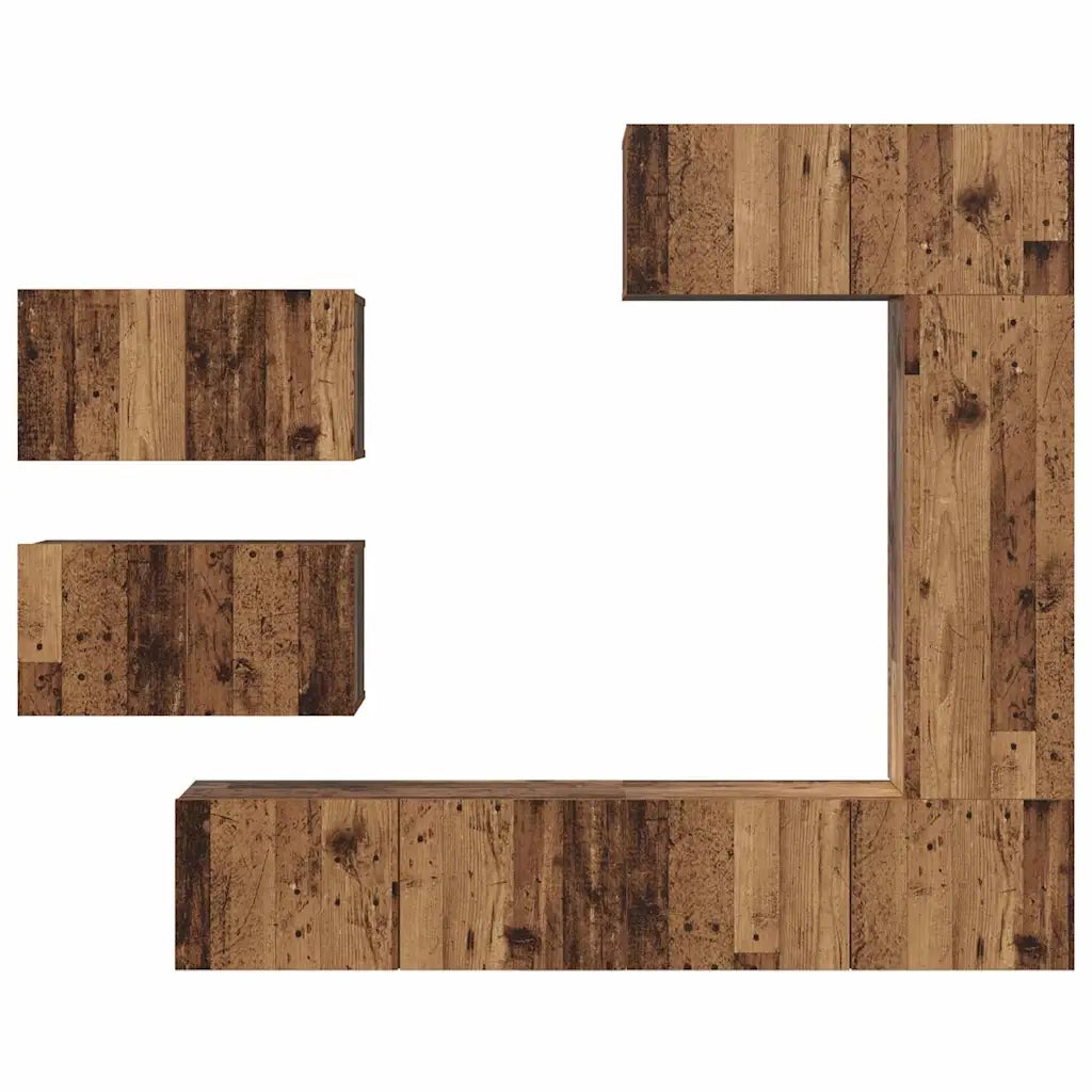 vidaXL Set mobile TV 6 pcs Legno vecchio 30.5 x 30 x 90 cm