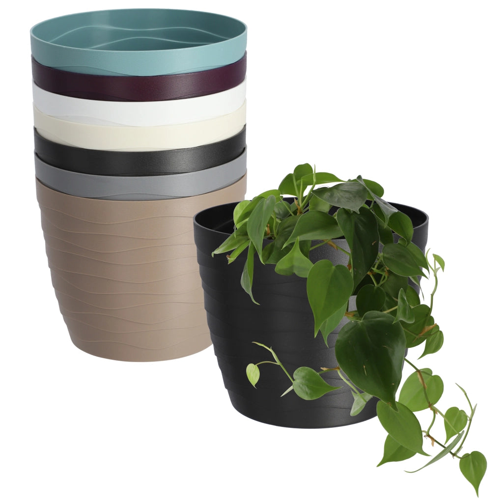 Vaso da fiori KADAX in plastica, rotondo, nero, 17 cm, per fiori e piante.
