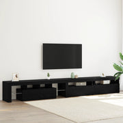 Mobili TV  3 pcs con Luci LED Quercia Nera Legno Ingegnerizzato