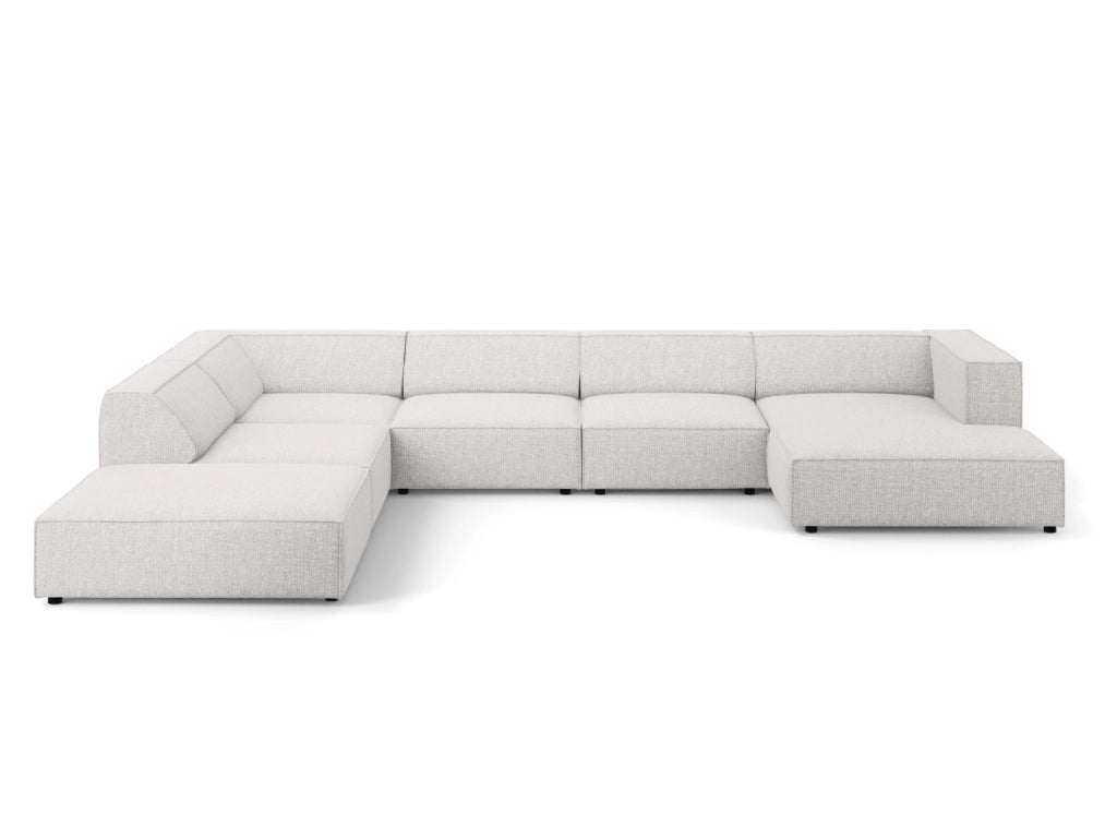 Cosmopolitan Design - Divano panoramico sinistro "Arendal" 7 posti in ciniglia grigio chiaro 