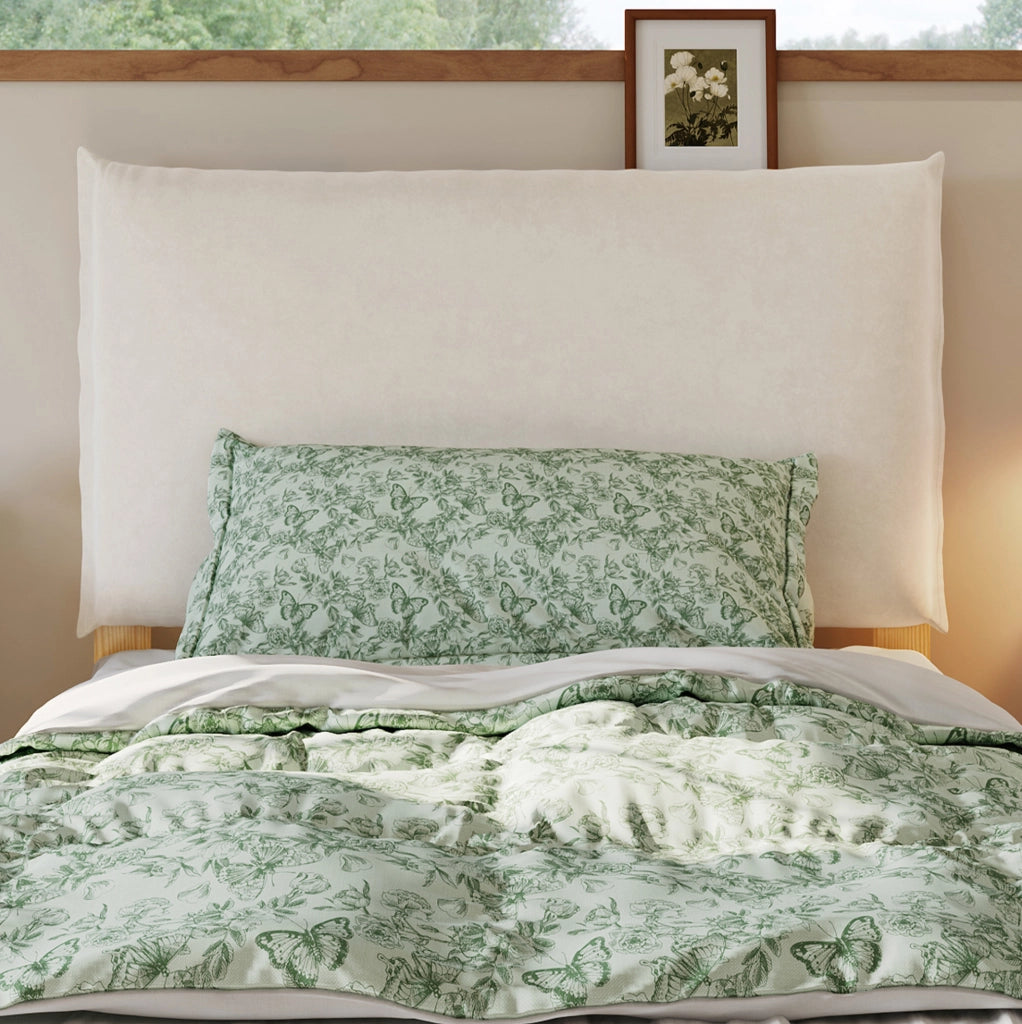 Letto imbottito singolo 90x200 cm naturale con schienale e doghe
