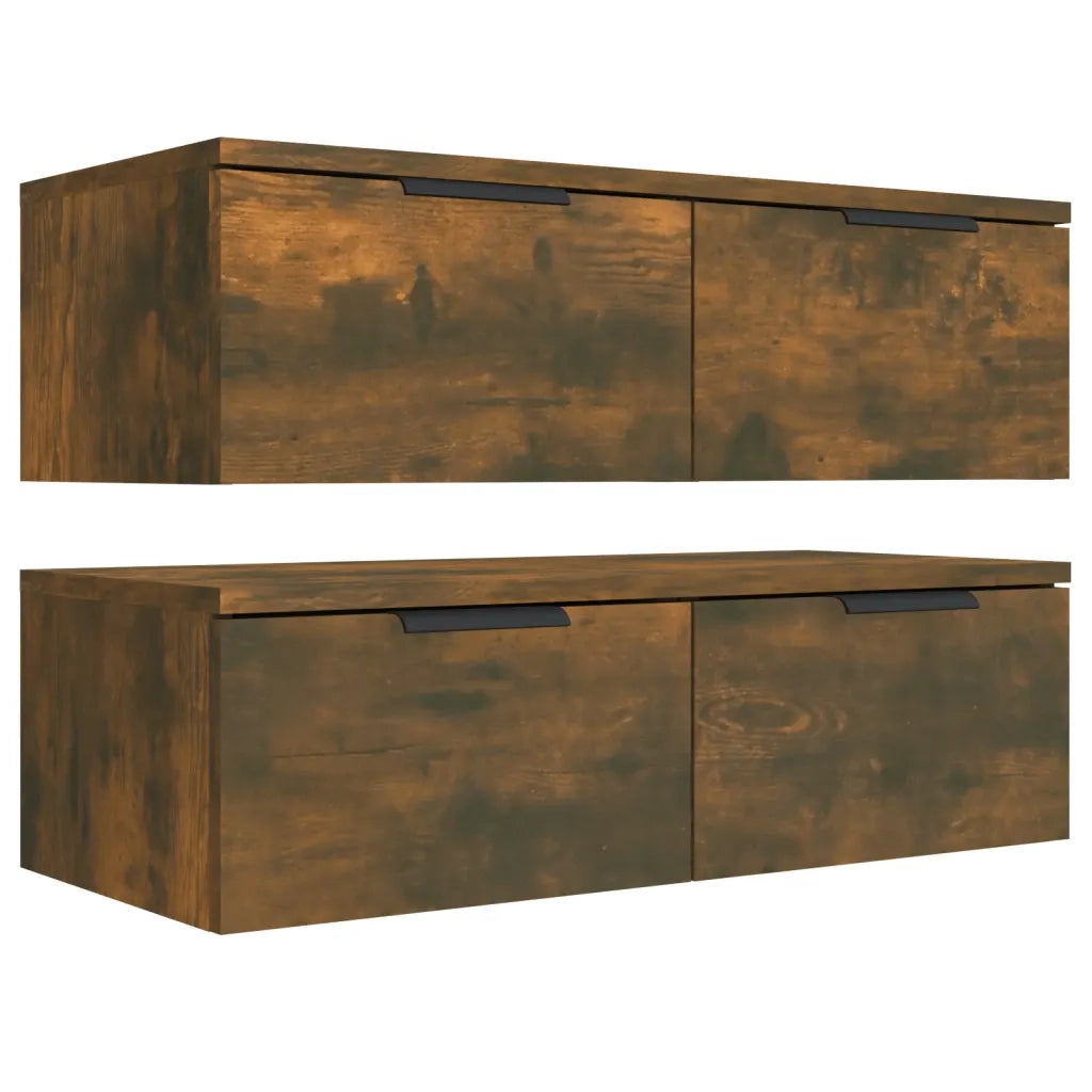 Mobili Pensili 2 pz Rovere Fumo 68x30x20 cm Legno Multistrato cod mxl 32929