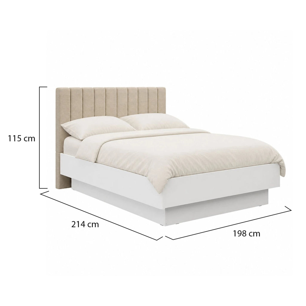 Letto Matrimoniale Byron, Letto Matrimoniale Dimensione Materasso 180x200 cm, Bianco