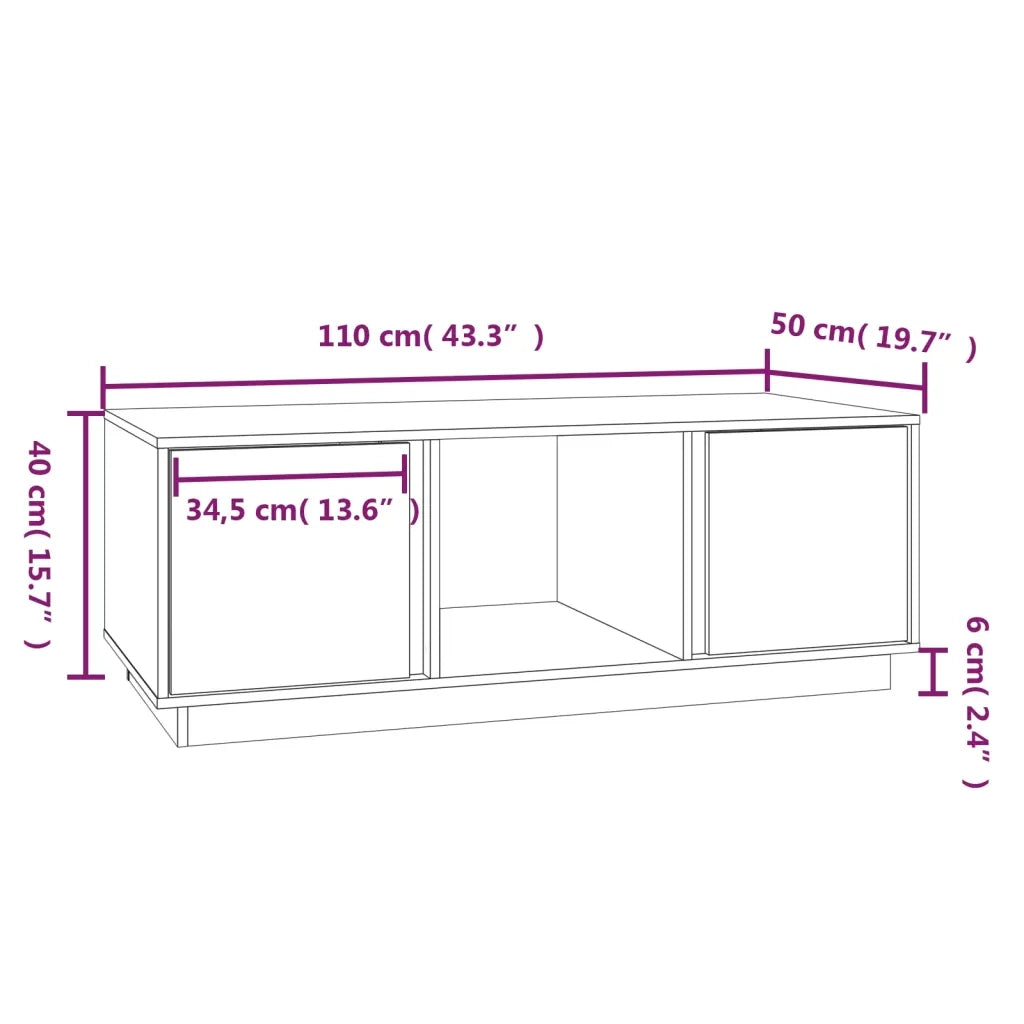 Tavolino da Salotto Nero 110x50x40 cm Legno Massello di Pino cod mxl 26936