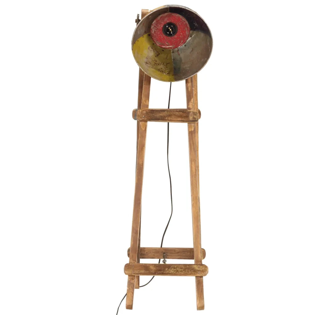 vidaXL Lampada da Terra Multicolore E27 in Legno Massello di Mango