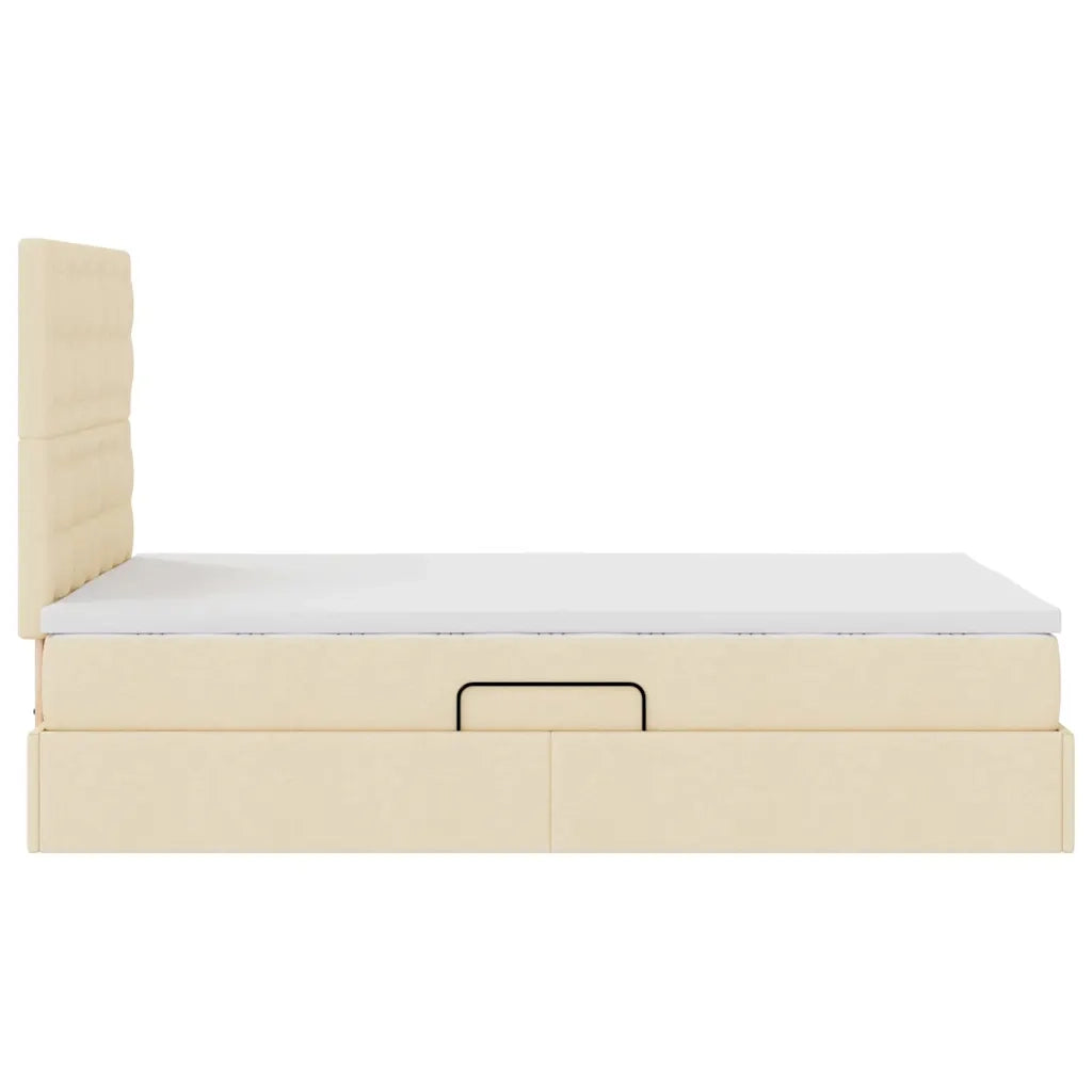 Letto con contenitore e materasso Crema 120 x 190 cm Tessuto