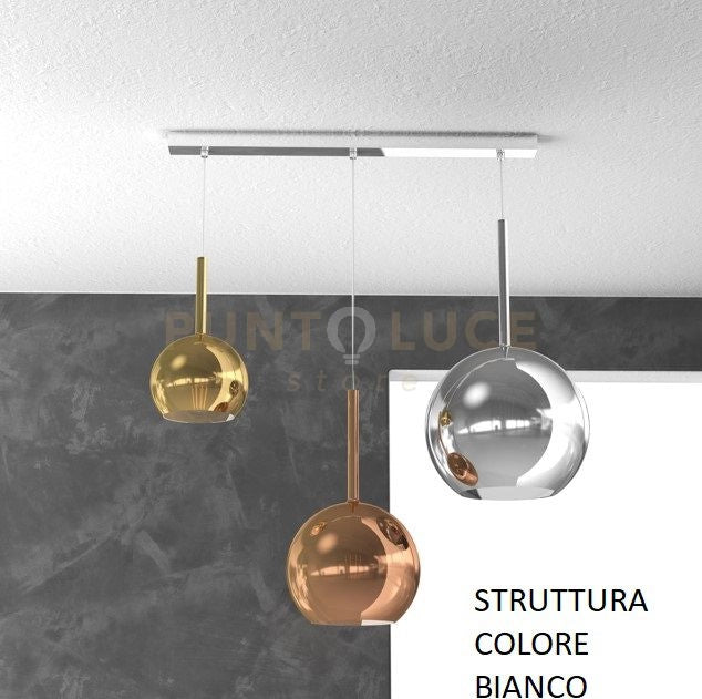 SOSP. BIANCO SPOSTABILE 3 LUCI VETRI (GRANDE CR + MEDIO RA + PICCOLO OR) 1155BI-S3 S MIX-MC