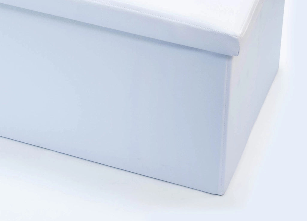 Pouf Contenitore Imbottito Pieghevole In Ecopelle Modello Double Colore Bianco