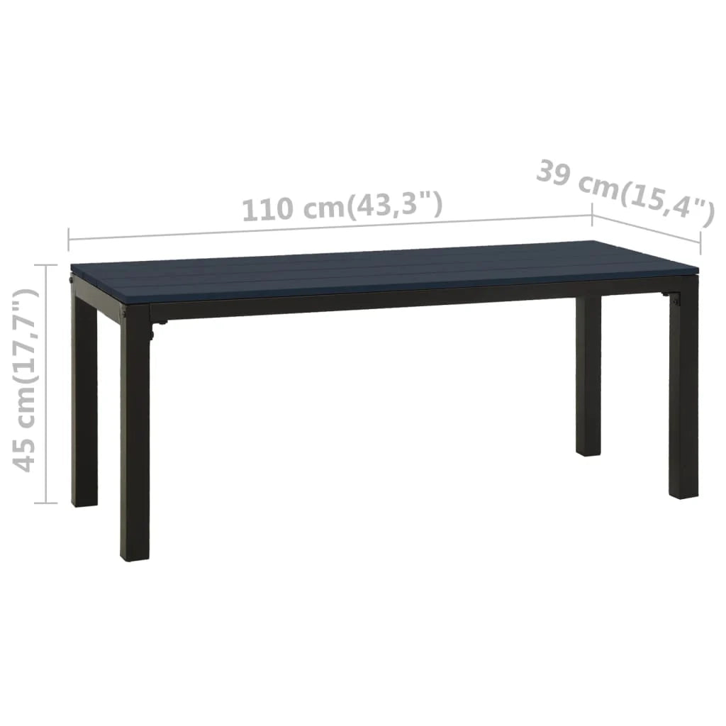 Panca da giardino arredo da esterno per patio terrazza 110 cm acciaio e WPC nero 02_0011164