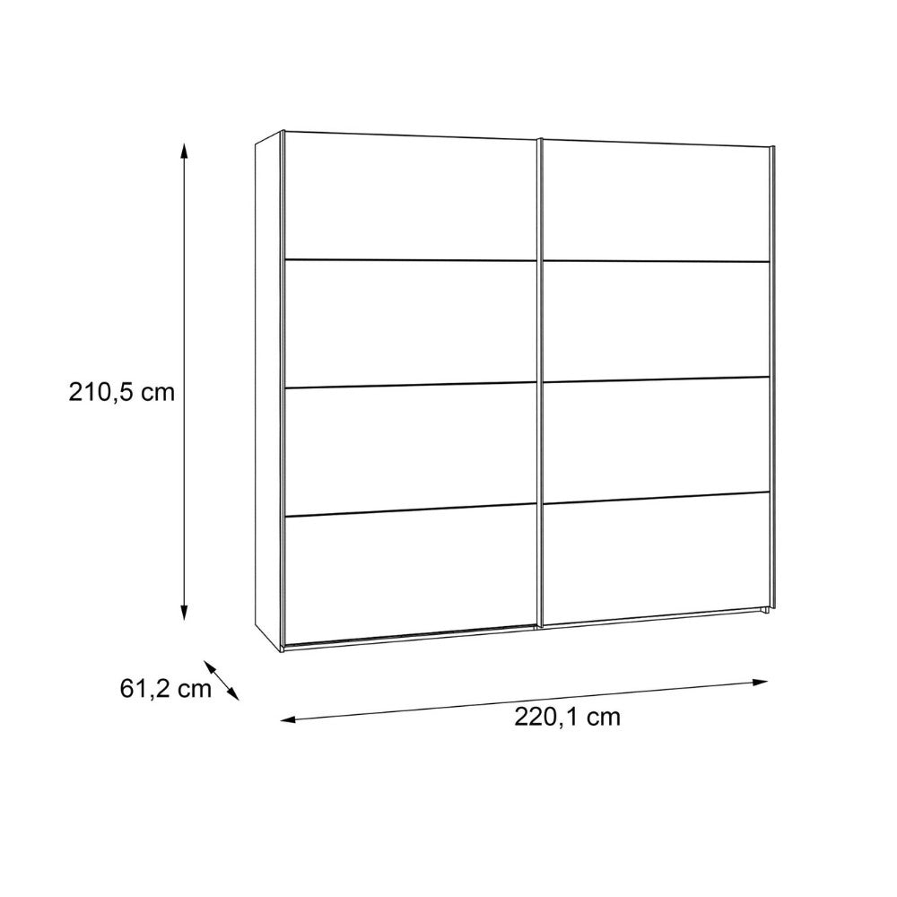 Armadio Zeno 2 ante scorrevoli quercia e grigio cemento 120x42x190.5H