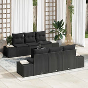 Set Divano da Giardino con cuscino 8 pcs Nero polyrattan