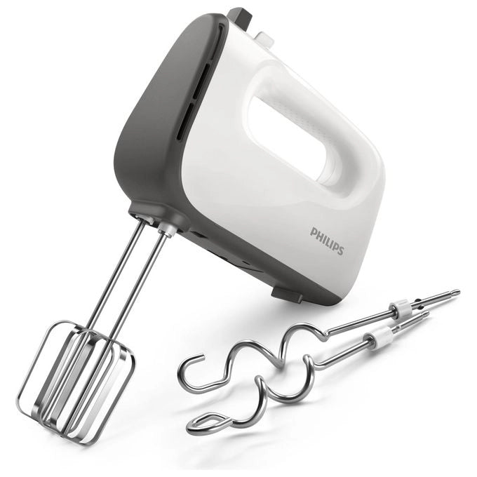 Philips HR3740-00 Daily Collection Sbattitore Manuale 450 W 5 Velocita' Turbo Fruste e Ganci Impasto in Acciaio colore Bianco