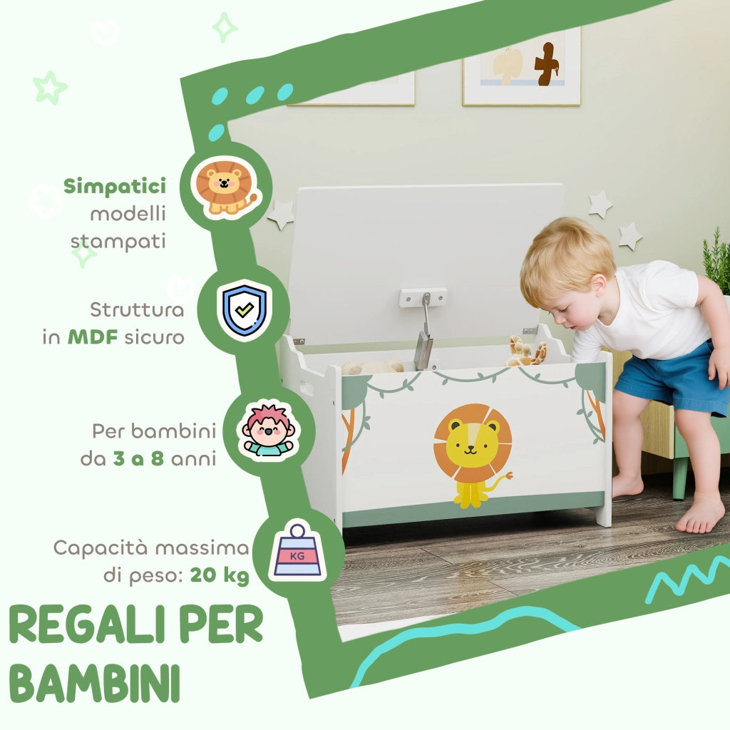 Baule Portagiochi con Coperchio ¨C zephmum ¨C Verde 60x37x39 cm