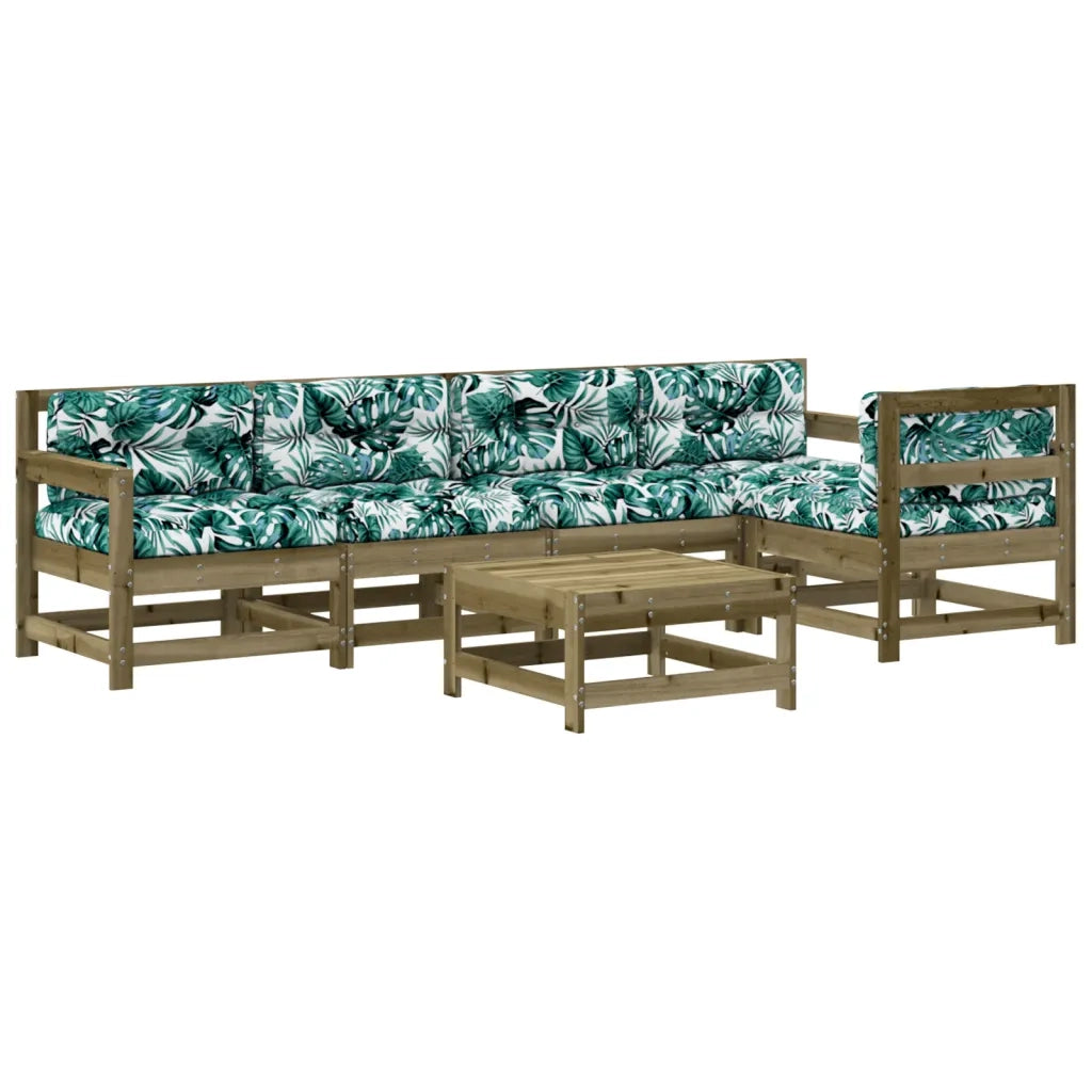Set Divani da Giardino 6pz con Cuscini Legno Impregnato di Pinocod mxl 124439