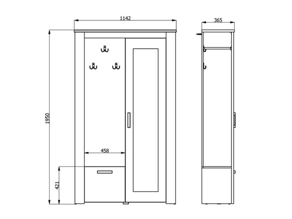 Valva, Mobile da Ingresso Specchio Incluso, 114x36.5x195h cm Bianco Larice