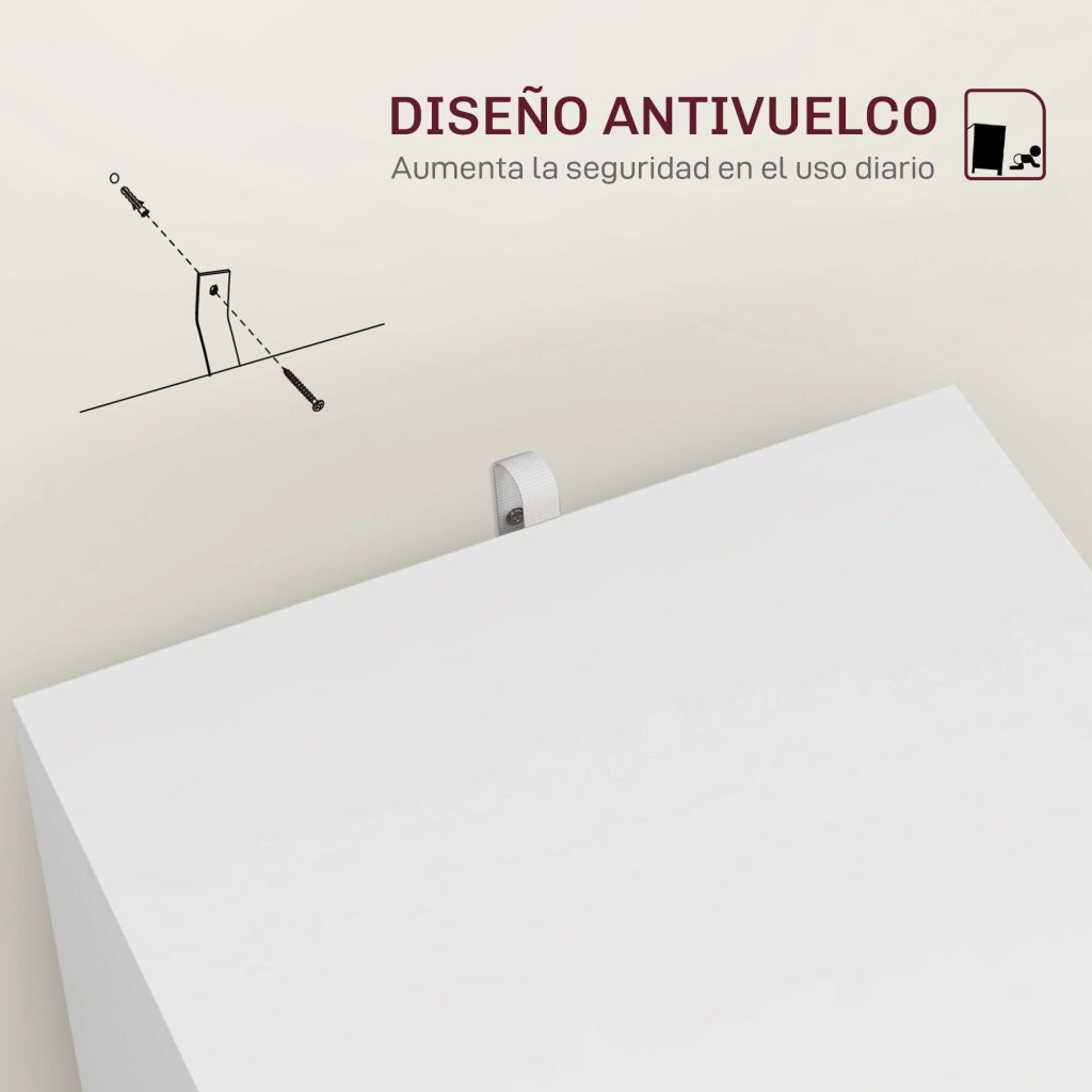Cassettiera con 2 Cassetti e Serratura ¨C zephmum ¨C Bianco 40x41,5x67,5 cm