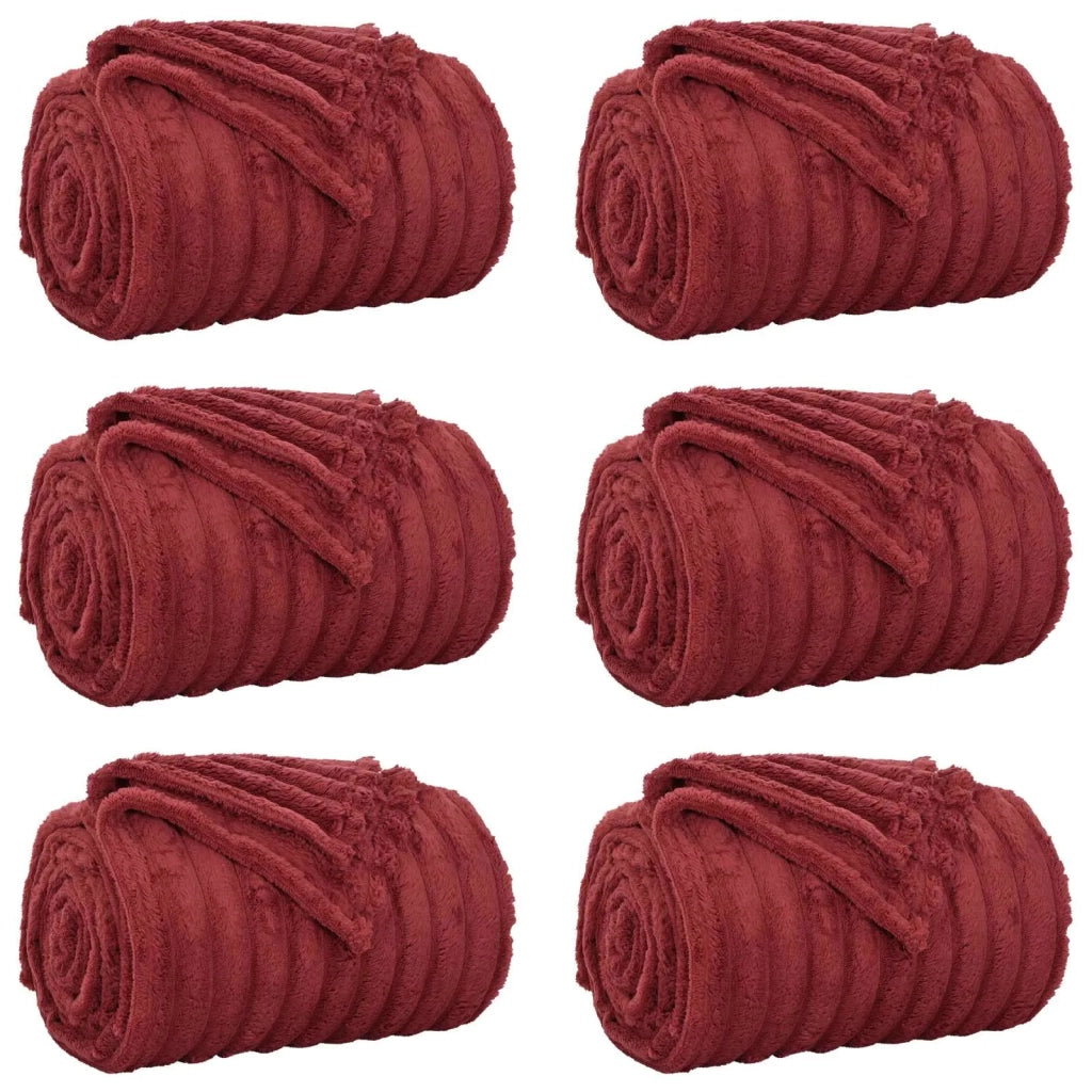 Coperte da Pile 6 pcs Rosso Bordeaux 150 x 130 cm Panno