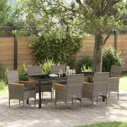 Set da Pranzo per Giardino con cuscino 7 pcs Grigio polyrattan 3379854