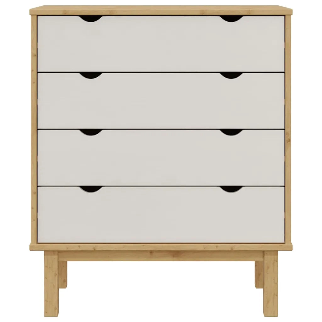Cassettiera OTTA Marrone e Bianco 76,5x39,5x90 cm Legno di Pino 348584